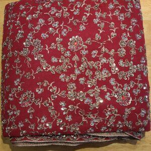 SHAGUN Heavy Dupatta - Deep Crimson Red - WORN ONLY ONCE